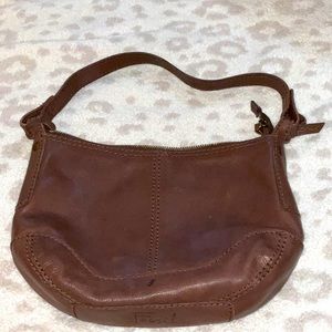 Brown leather fossil BoHo shoulder handbag purse